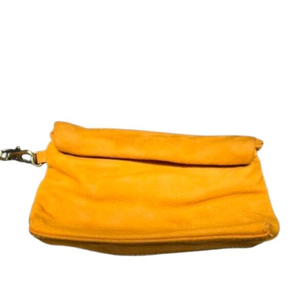 Miss Albright Handbags - Miss Albright Specialty Burnt Yellow Leather Suede Wristlet Clutch
